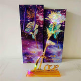 Drop Shipping Valentine's Day Creative Gift 24K Foil Plated Rose Gold Rose Lasts Forever Love Wedding Decor Lover Lighting Rose