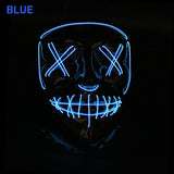 104 Rubles Halloween LED Terrified Mask Macka Flashing LED Neon light Mask For Wedding Masquerade Birthday Party Decoration